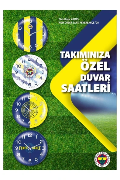TARAFTAR SARI LACİVERT LİSANSLI DUVAR SAATİ - Resim 2