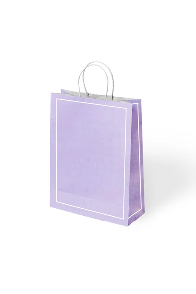 BÜKÜM SAPLI KAĞIT ÇANTA MAKARON LİLA 25X12X31 12 Lİ ürün görseli 1