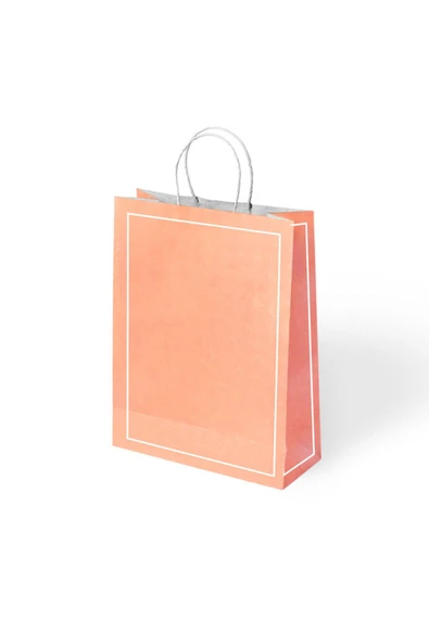 BÜKÜM SAPLI KAĞIT ÇANTA MAKARON TURUNCU 25X12X31 12 Lİ ürün görseli 1