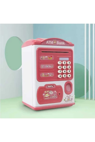 Parmaz İzi Okutmalı Pilli Atm Kumbara Pembe ürün görseli 1