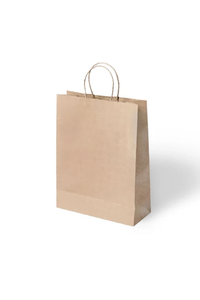Büküm Saplı Kağıt Çanta Poşet 25x12x31 Cm Kraft 24'lü ürün görseli 1