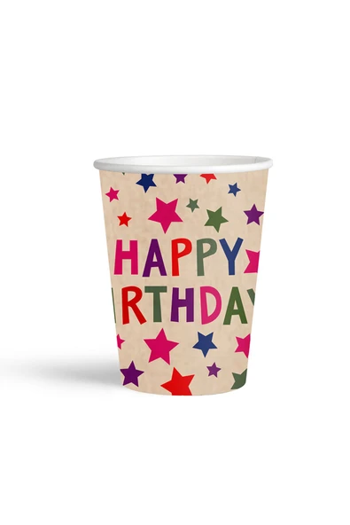 Karton Bardak 8oz 8'li -Kraft Stars- ürün görseli 1