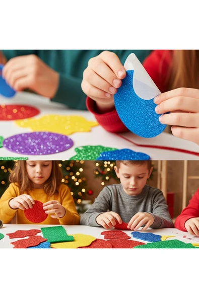 50x70 Eva Tabaka Simli Yapışkanlı Karışık Renk 10lu Paket ürün görseli 1