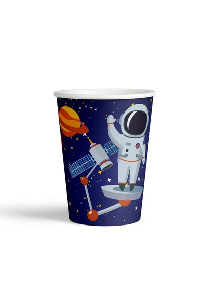 Karton Bardak 8oz 8'li -Rocket Space- ürün görseli 1