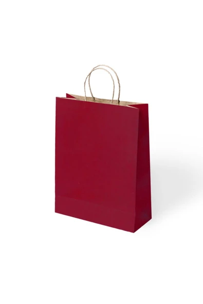 BÜKÜM SAPLI KAĞIT ÇANTA BORDO  25X12X31 12 Lİ ürün görseli 1