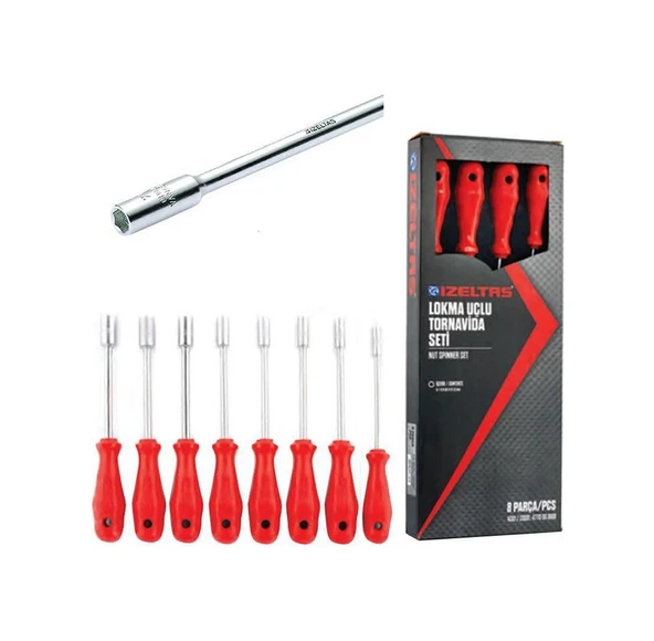 İzeltaş Lokma Uçlu Tornavida Seti 8 Parça 6-7-8-9-10-11-12-13 Mm ürün görseli 1