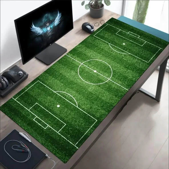 70X30 CM FUTBOL SAHASI TEMALI KAYDIRMAZ TABAN SPEED YÜZEY OYUNCU MOUSE PAD GAMİNG ürün görseli 1