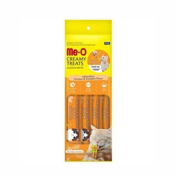 Me-O Creamy Tavuklu ve Bal Kabaklı Yetişkin Kedi Ödülü 4x15 gr ürün görseli 1