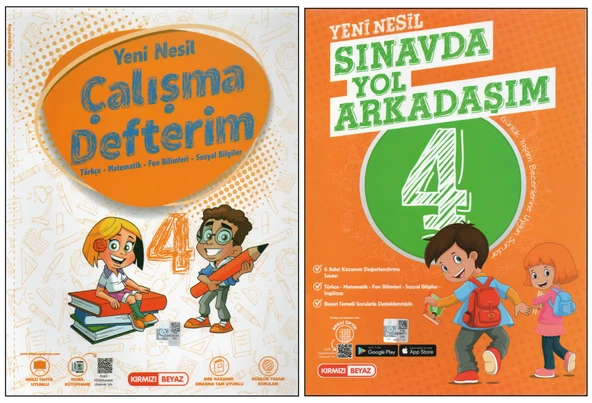 KIRMIZI BEYAZ 4. SINIF ÇALIŞMA DEFTERİM+SINAVDA YOL ARKADAŞIM (2 KİTAP) ürün görseli 1