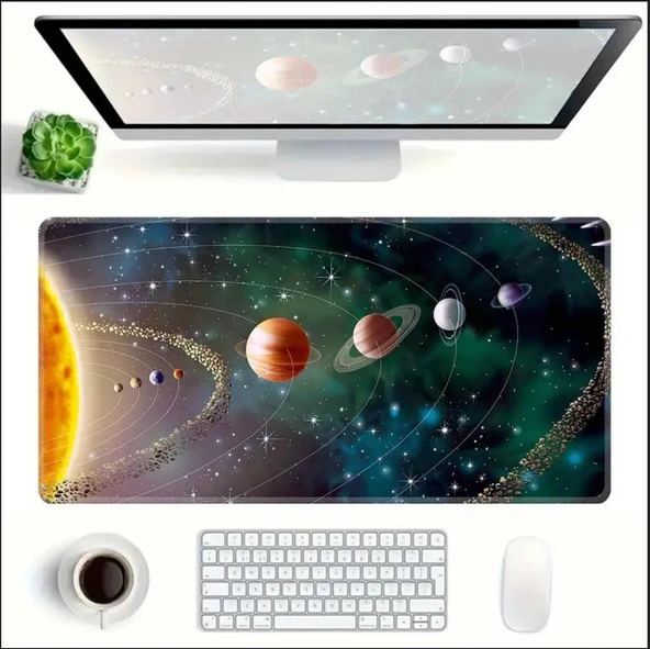 70X30 CM GÜNEŞ SİSTEMİ TEMALI KAYDIRMAZ TABAN SPEED YÜZEY OYUNCU MOUSE PAD GAMİNG ürün görseli 1