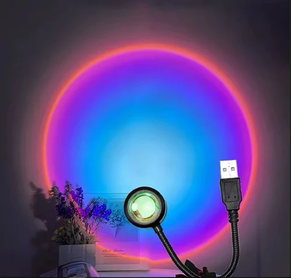 USB LED RAİNBOW PROJEKTÖR LAMBASI FOTOĞRAF ÇEKİM IŞIĞI DEKORATİF IŞIK ürün görseli 1