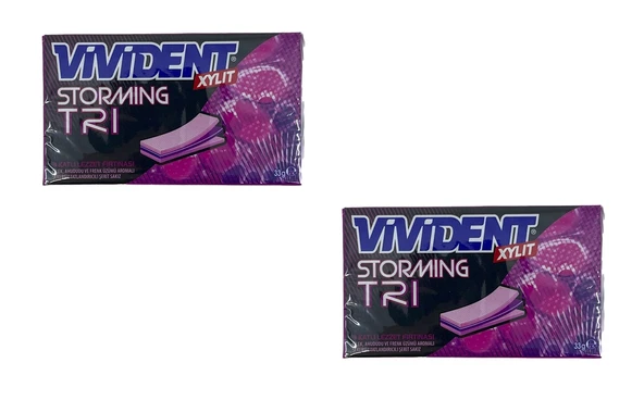 Vivident Storming XYLT TRI - Çilek, Ahududu ve Frenk Üzümü Aromalı Şekersiz Tatlandırıcılı Şerit Sakız (2 ADET) ürün görseli 1