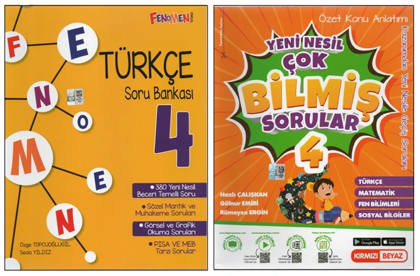 FENOMEN 4. SINIF TÜRKÇE S.B.+KIRMIZI BEYAZ ÇOK BİLMİŞ S. (2 KİTAP) ürün görseli 1