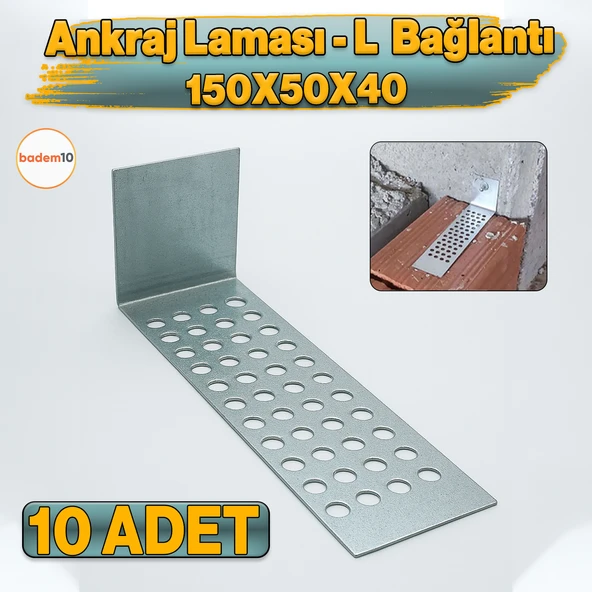 10 Adet Gazbeton Ankraj Laması Duvar Bağlantı Aparatı Montaj Trapez Vida Uyumlu Galvaniz Demiri ürün görseli 1