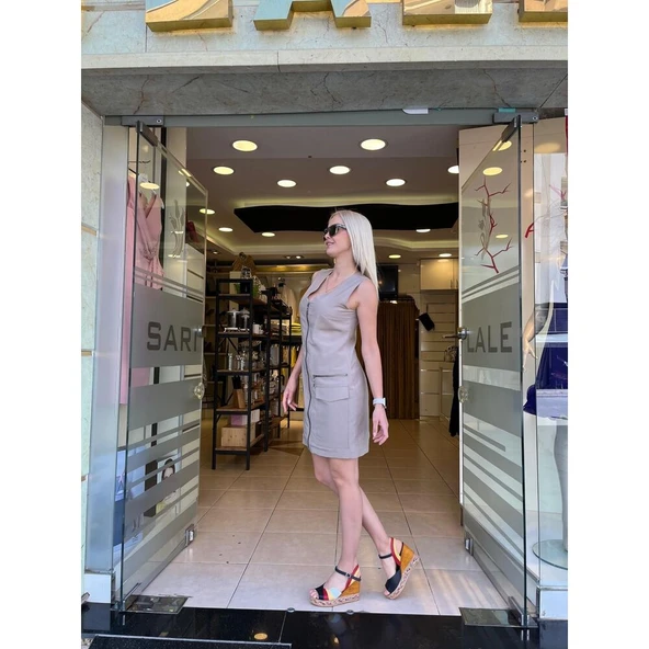 FERMUARLI KISA ELBİSE - Resim 4
