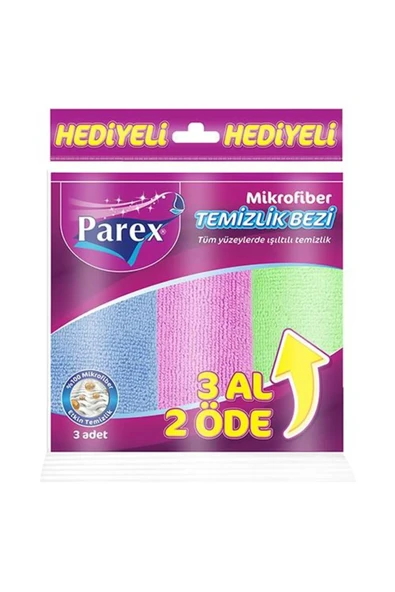 Parex Mikrofiber Temizlik Bezi 32 X 32 Cm 3 Al 2 Öde - Karışık Renkler ürün görseli 1