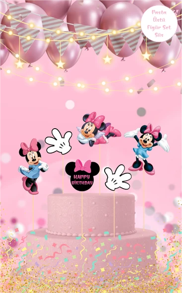 Minnie Mouse Temalı Pasta Üstü Figür Set ürün görseli 1