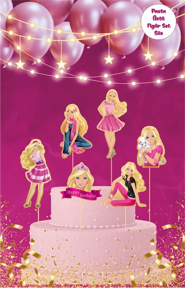 Barbie Temalı Pasta Üstü Figür Set ürün görseli 1