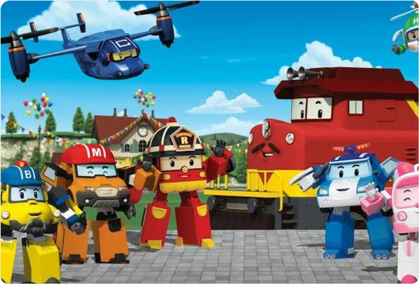 Robocar Poli Dikdörtgen Pasta Yenilebilir Resim Baskı 28*19 cm ürün görseli 1
