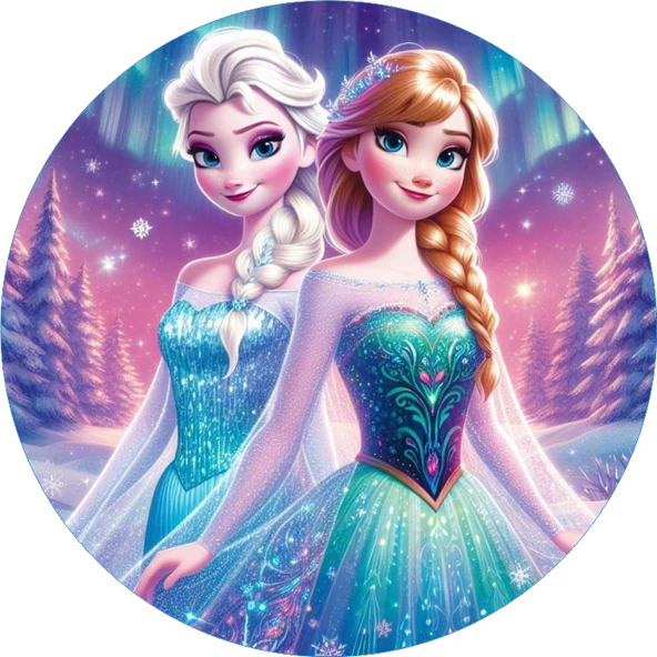 Frozen Yuvarlak Pasta Yenilebilir Resim Baskı 20 cm ürün görseli 1
