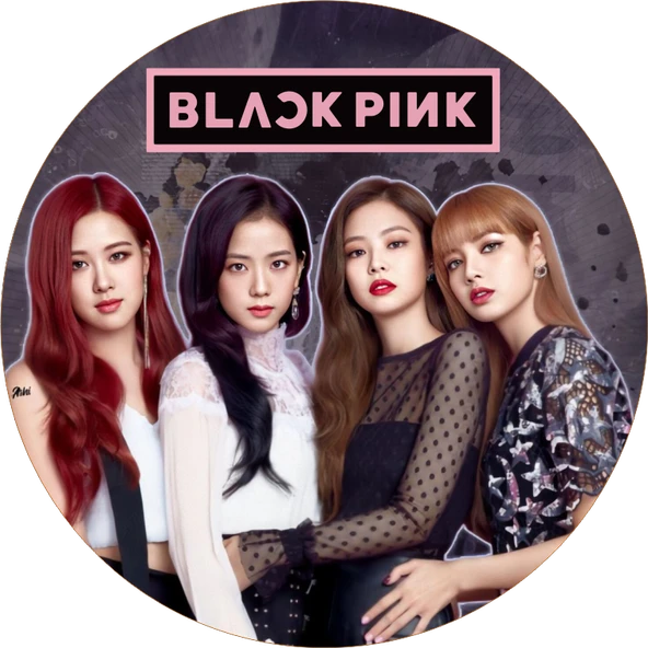 Black Pink Yuvarlak Pasta Yenilebilir Resim Baskı 20 cm ürün görseli 1