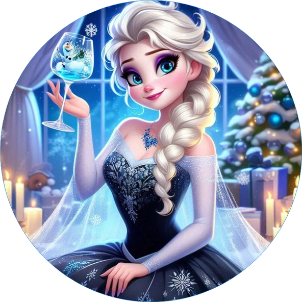 Frozen Yuvarlak Pasta Yenilebilir Resim Baskı 20 cm ürün görseli 1