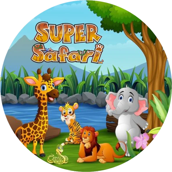 Safari Yuvarlak Pasta Yenilebilir Resim Baskı 20 cm ürün görseli 1