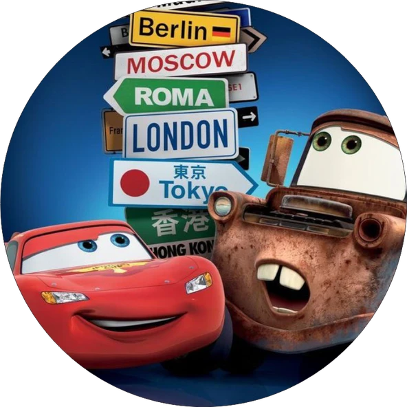 Cars Yuvarlak Pasta Yenilebilir Resim Baskı 20 cm ürün görseli 1