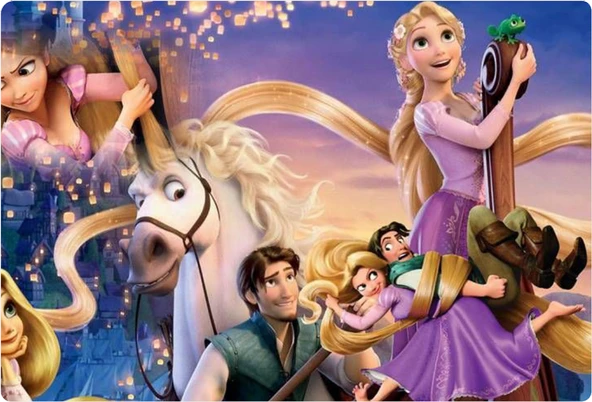 Rapunzel Tayfa Dikdörtgen Pasta Yenilebilir Resim Baskı 28*19 cm ürün görseli 1