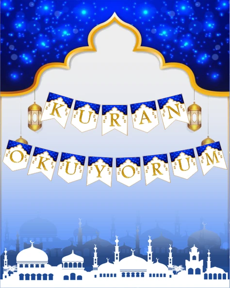 Kuran Okuyorum Mavi Temalı Uzar Yazı Banner ürün görseli 1