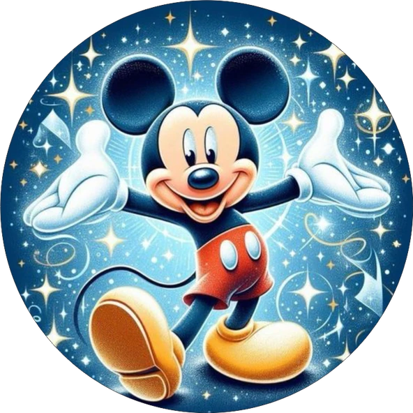 Mickey Mouse Yuvarlak Pasta Yenilebilir Resim Baskı 20 cm ürün görseli 1