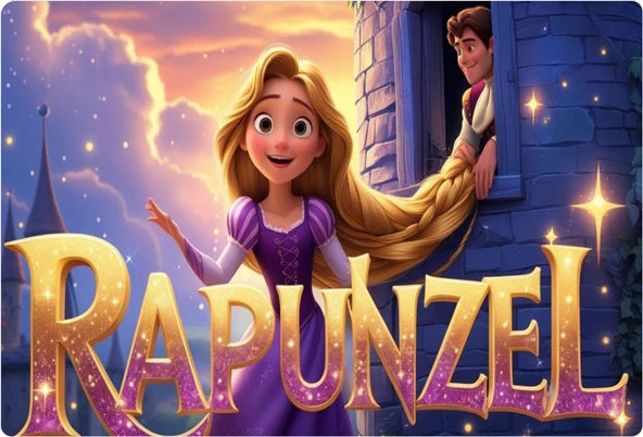 Rapunzel Tayfa Dikdörtgen Pasta Yenilebilir Resim Baskı 28*19 cm ürün görseli 1