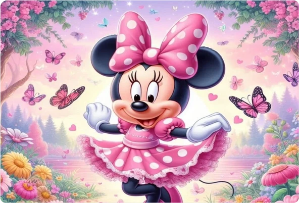 Minnie Mouse Dikdörtgen Pasta Yenilebilir Resim Baskı 28*19 cm ürün görseli 1