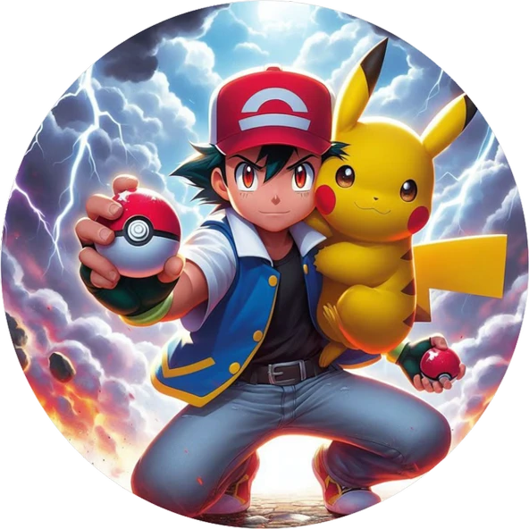 Pokemon Yuvarlak Pasta Yenilebilir Resim Baskı 20 cm ürün görseli 1