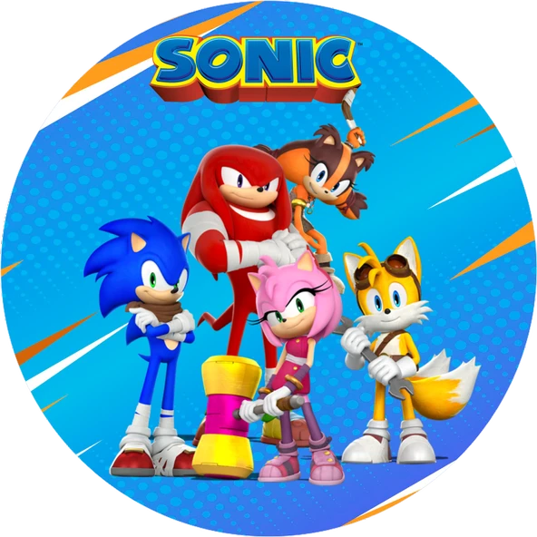 Sonic Yuvarlak Pasta Yenilebilir Resim Baskı 20 cm ürün görseli 1