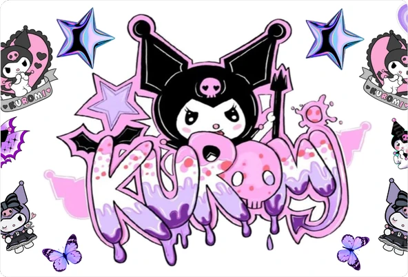 Kuromi Dikdörtgen Pasta Yenilebilir Resim Baskı 28*19 cm ürün görseli 1