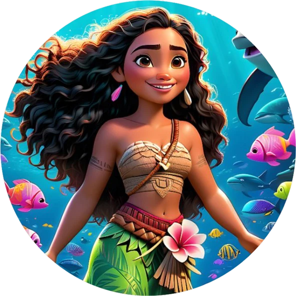 Moana Yuvarlak Pasta Yenilebilir Resim Baskı 20 cm ürün görseli 1