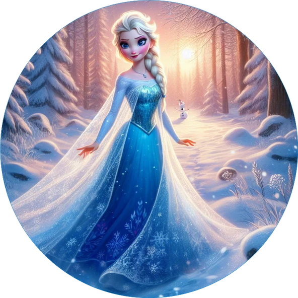 Frozen Yuvarlak Pasta Yenilebilir Resim Baskı 20 cm ürün görseli 1