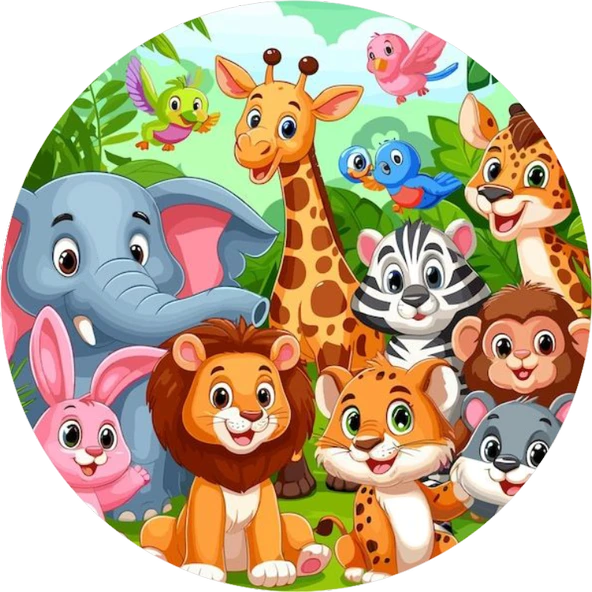 Safari Yuvarlak Pasta Yenilebilir Resim Baskı 20 cm ürün görseli 1