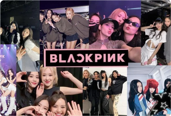Black Pink Dikdörtgen Pasta Yenilebilir Resim Baskı 28*19 cm ürün görseli 1