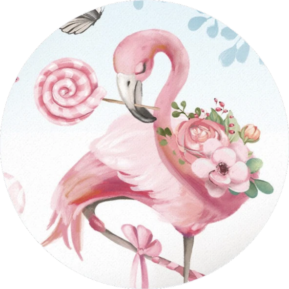 Flamingo Yuvarlak Pasta Yenilebilir Resim Baskı 20 cm ürün görseli 1