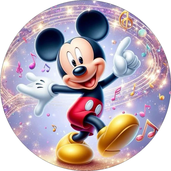 Mickey Mouse Yuvarlak Pasta Yenilebilir Resim Baskı 20 cm ürün görseli 1