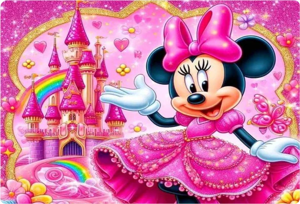 Minnie Mouse Dikdörtgen Pasta Yenilebilir Resim Baskı 28*19 cm ürün görseli 1