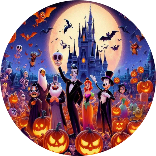 Hallowen Yuvarlak Pasta Yenilebilir Resim Baskı 20 cm ürün görseli 1