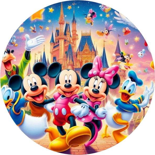 Walt Disney Yuvarlak Pasta Yenilebilir Resim Baskı 20 cm ürün görseli 1