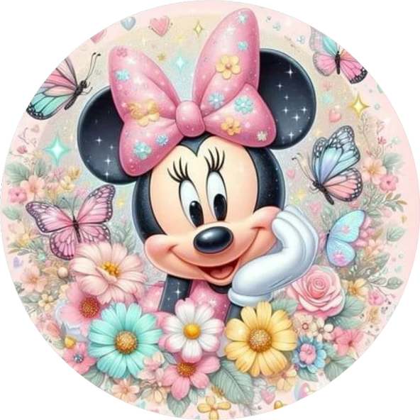 Minnie Mouse Yuvarlak Pasta Yenilebilir Resim Baskı 20 cm ürün görseli 1