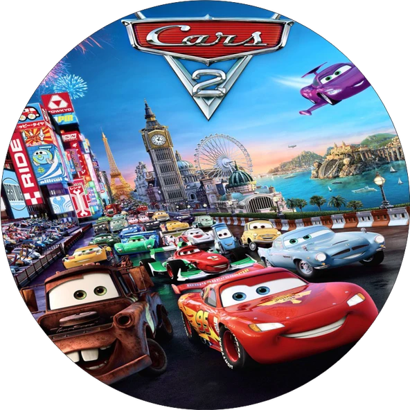 Cars Yuvarlak Pasta Yenilebilir Resim Baskı 20 cm ürün görseli 1