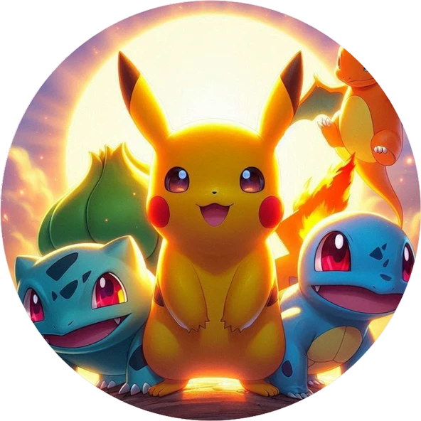 Pokemon Yuvarlak Pasta Yenilebilir Resim Baskı 20 cm ürün görseli 1