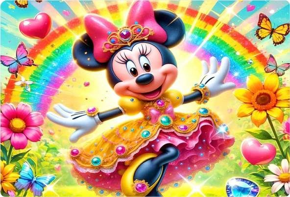 Minnie Mouse Dikdörtgen Pasta Yenilebilir Resim Baskı 28*19 cm ürün görseli 1