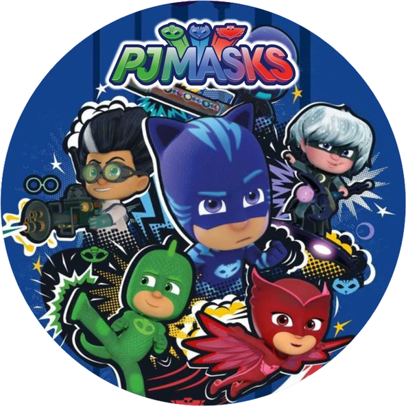 Pjmask Yuvarlak Pasta Yenilebilir Resim Baskı 20 cm ürün görseli 1